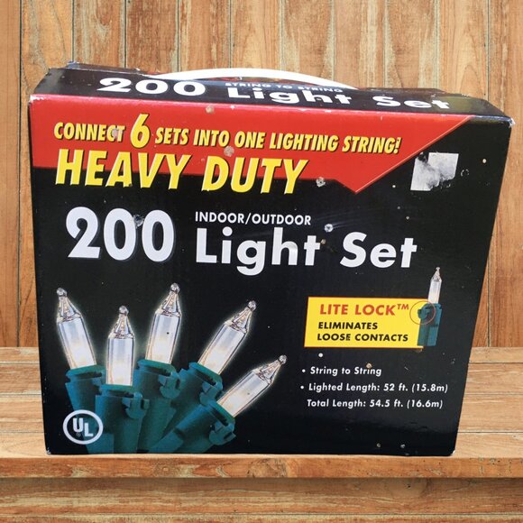 Christmas Light Set 200 Count Heavy Duty Indoor/Outdoor Clear String-to-String - Picture 2 of 11
